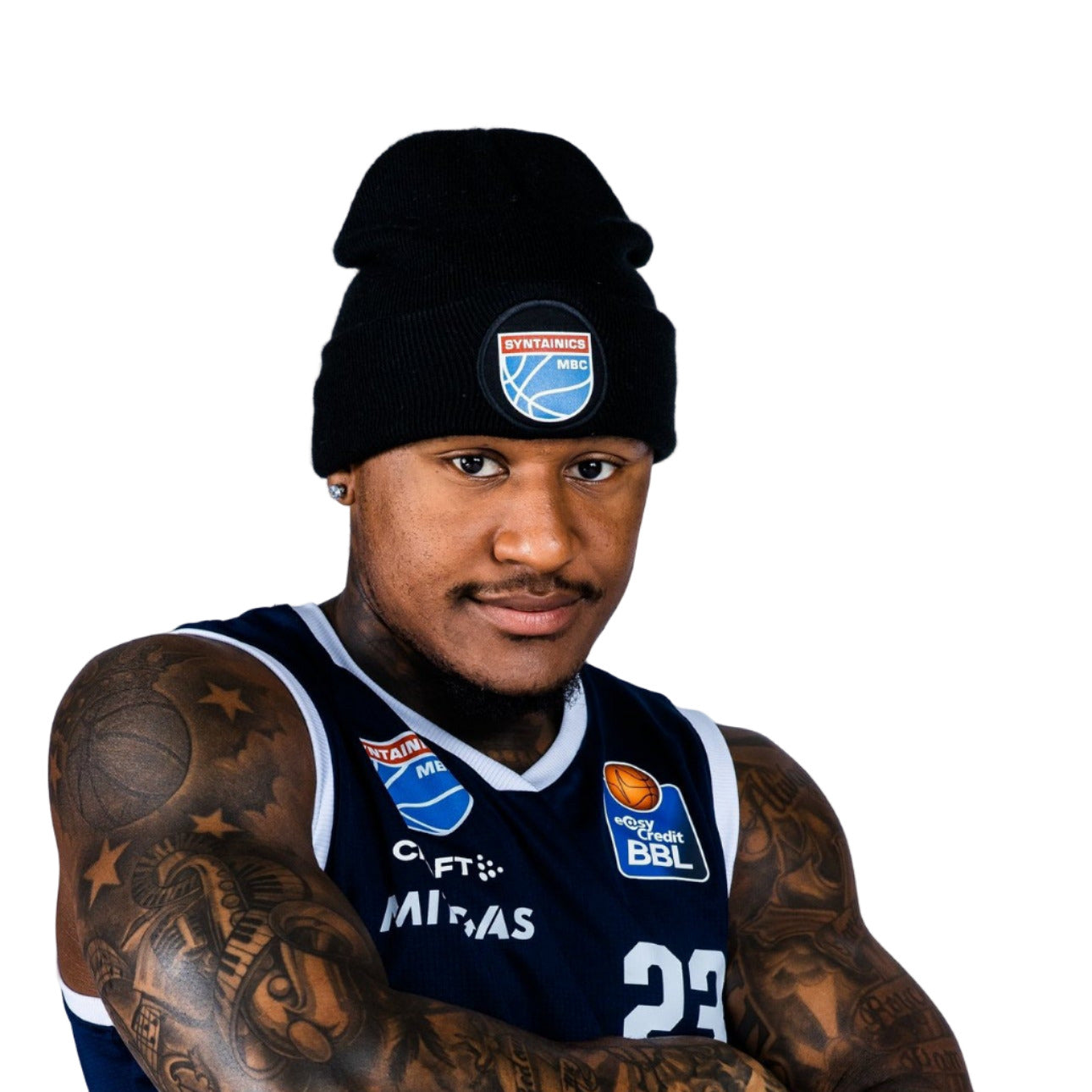 Wintermütze Beanie schwarz mit farbigem Logo