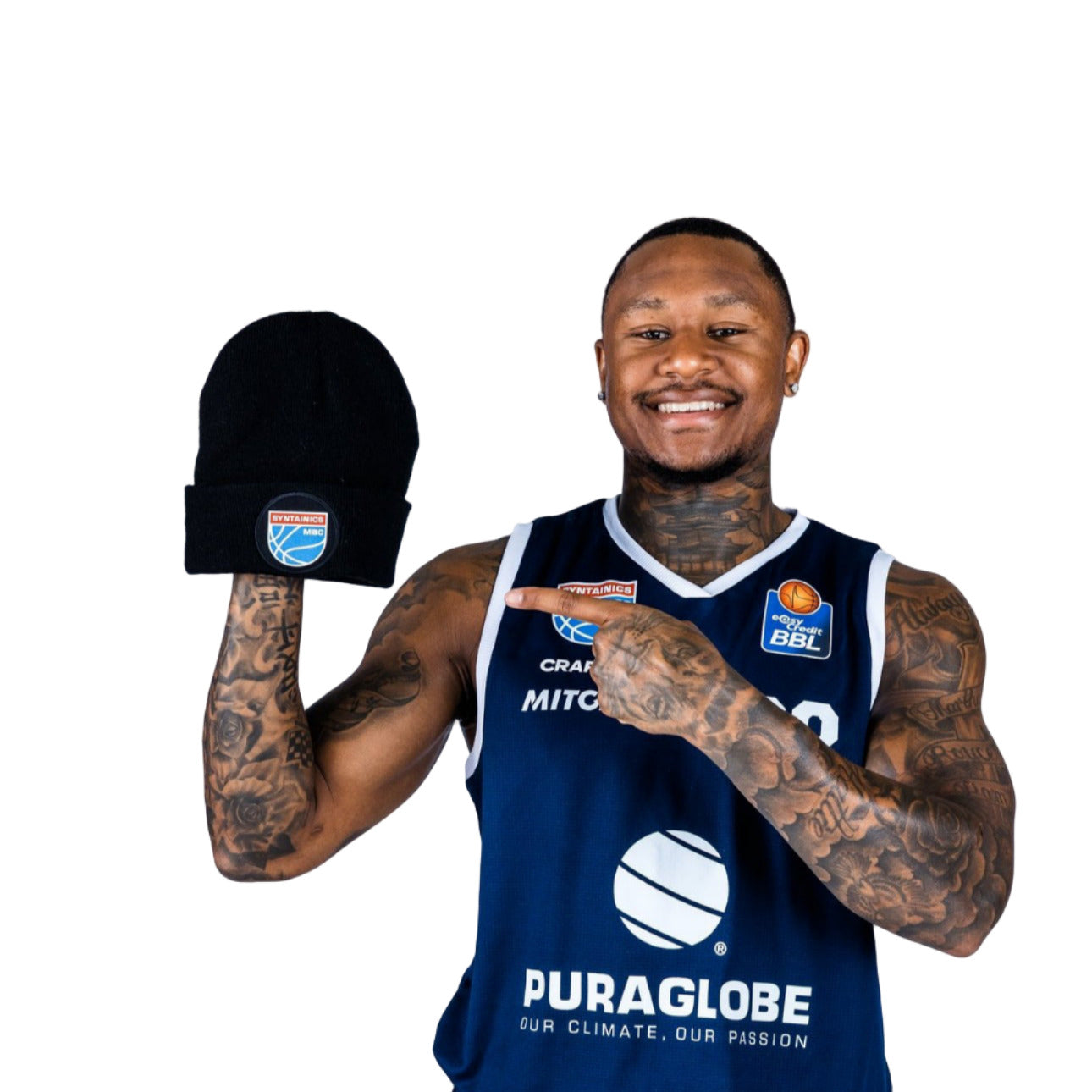 Wintermütze Beanie schwarz mit farbigem Logo