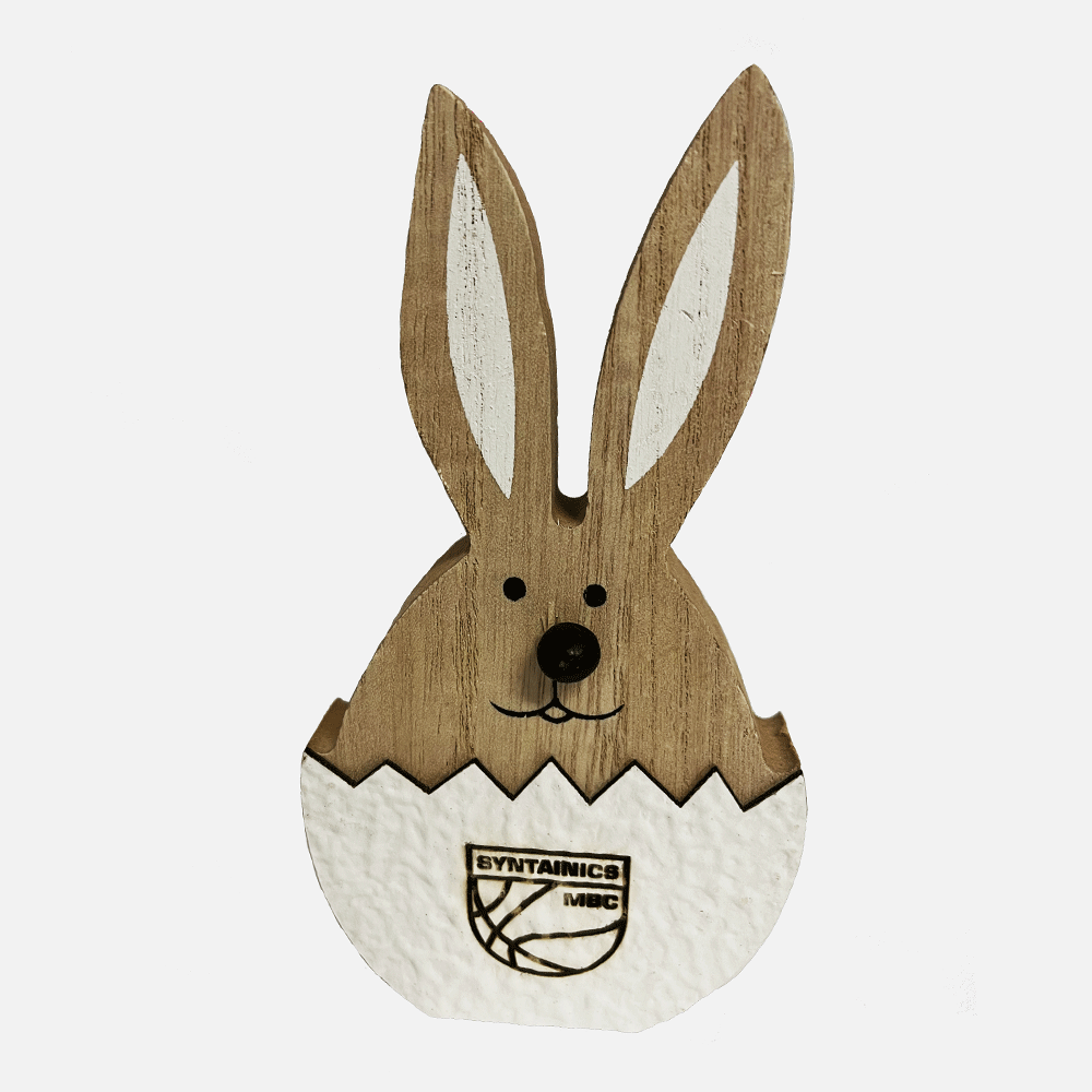 Holzosterhase bauchig mit Lasergravur