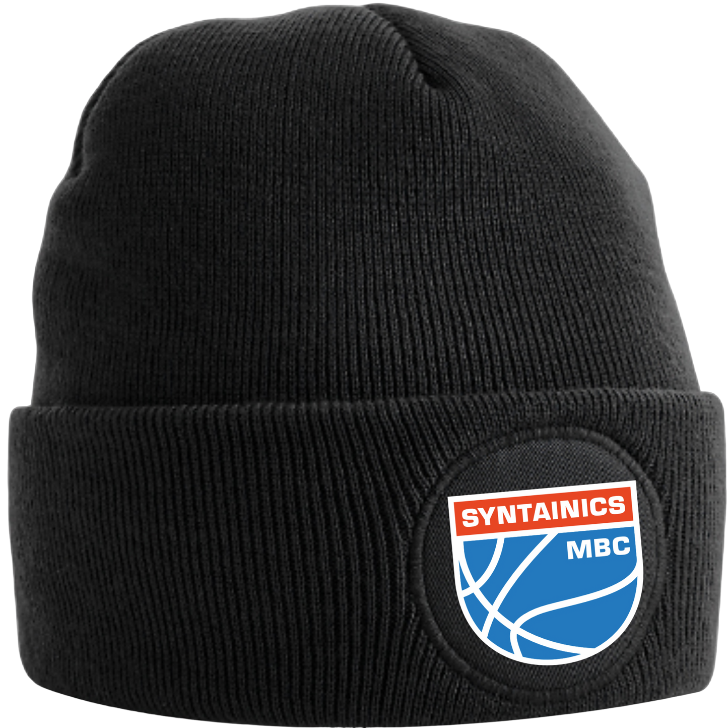 Wintermütze Beanie schwarz mit farbigem Logo